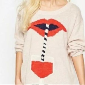 Wildfox Suck it up pink long sleeve sweater